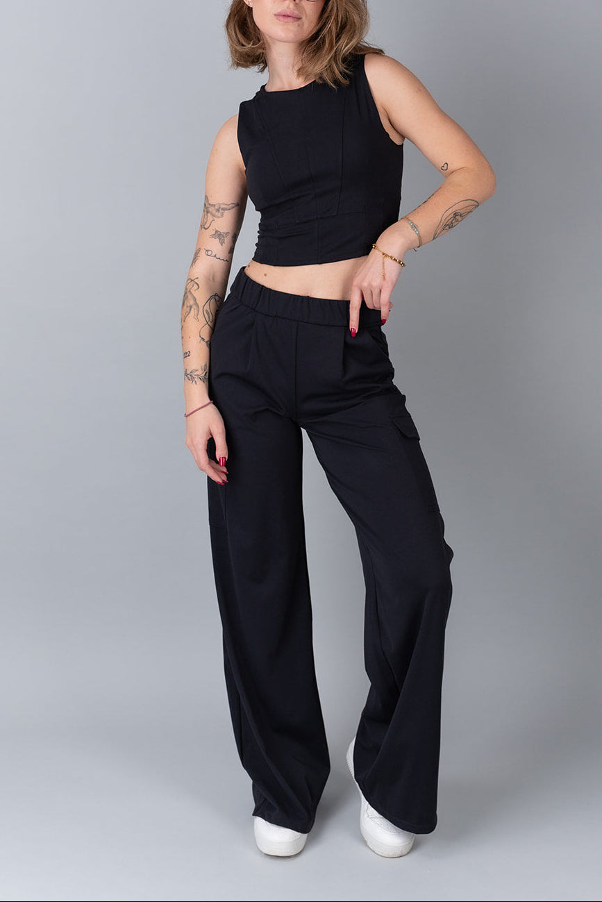 black office cargo pants front