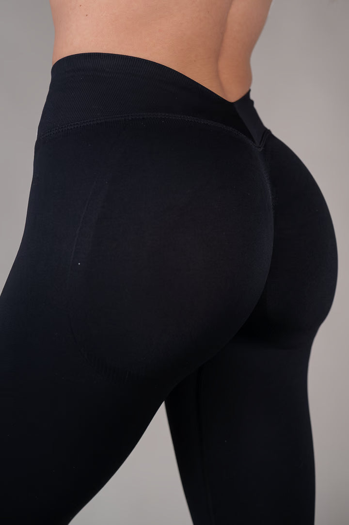 Black Bum Leggings, close back view 