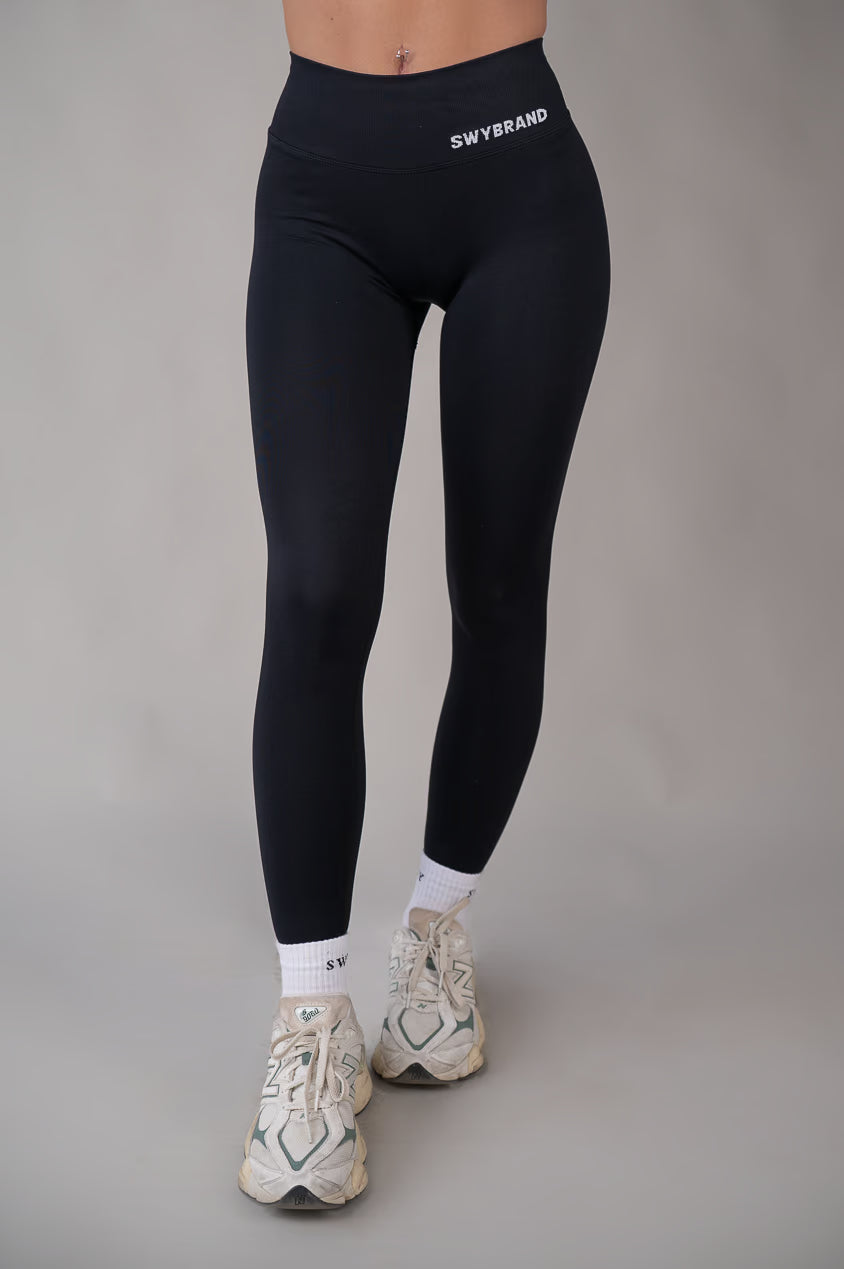 Black Bum Leggings, front view 