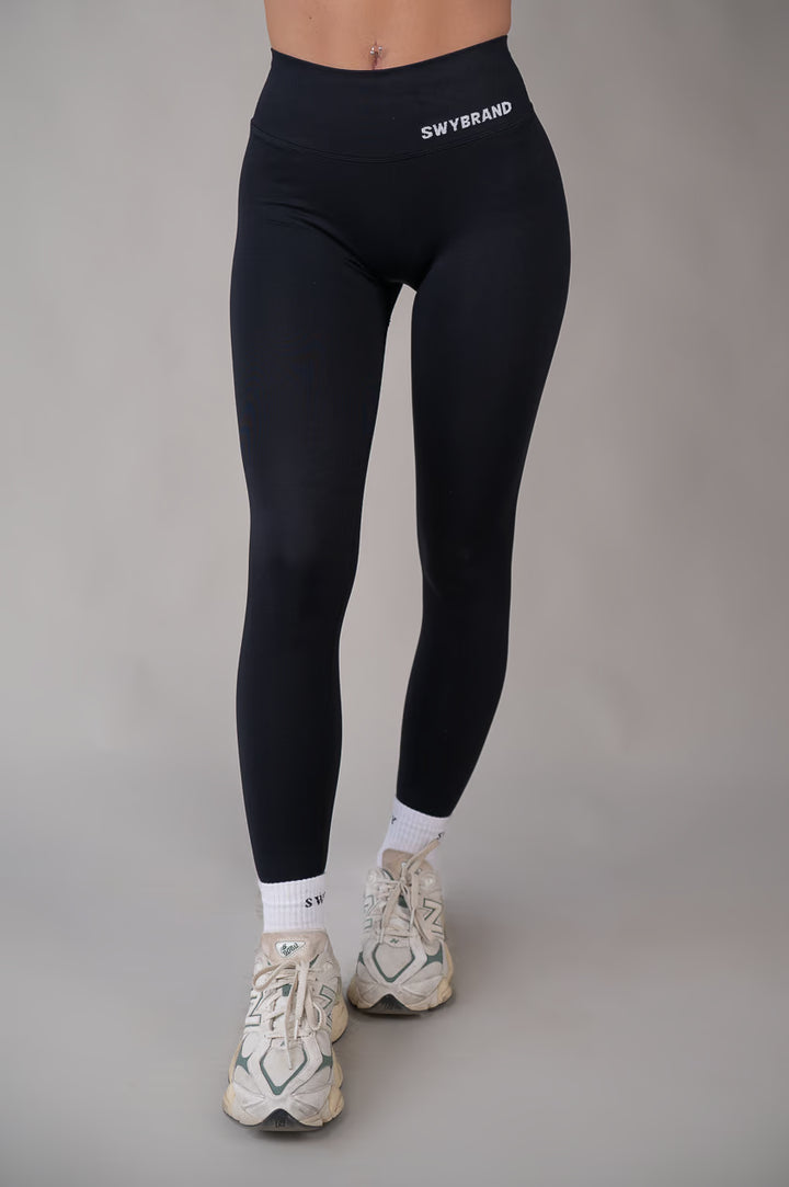 Black Bum Leggings, front view 