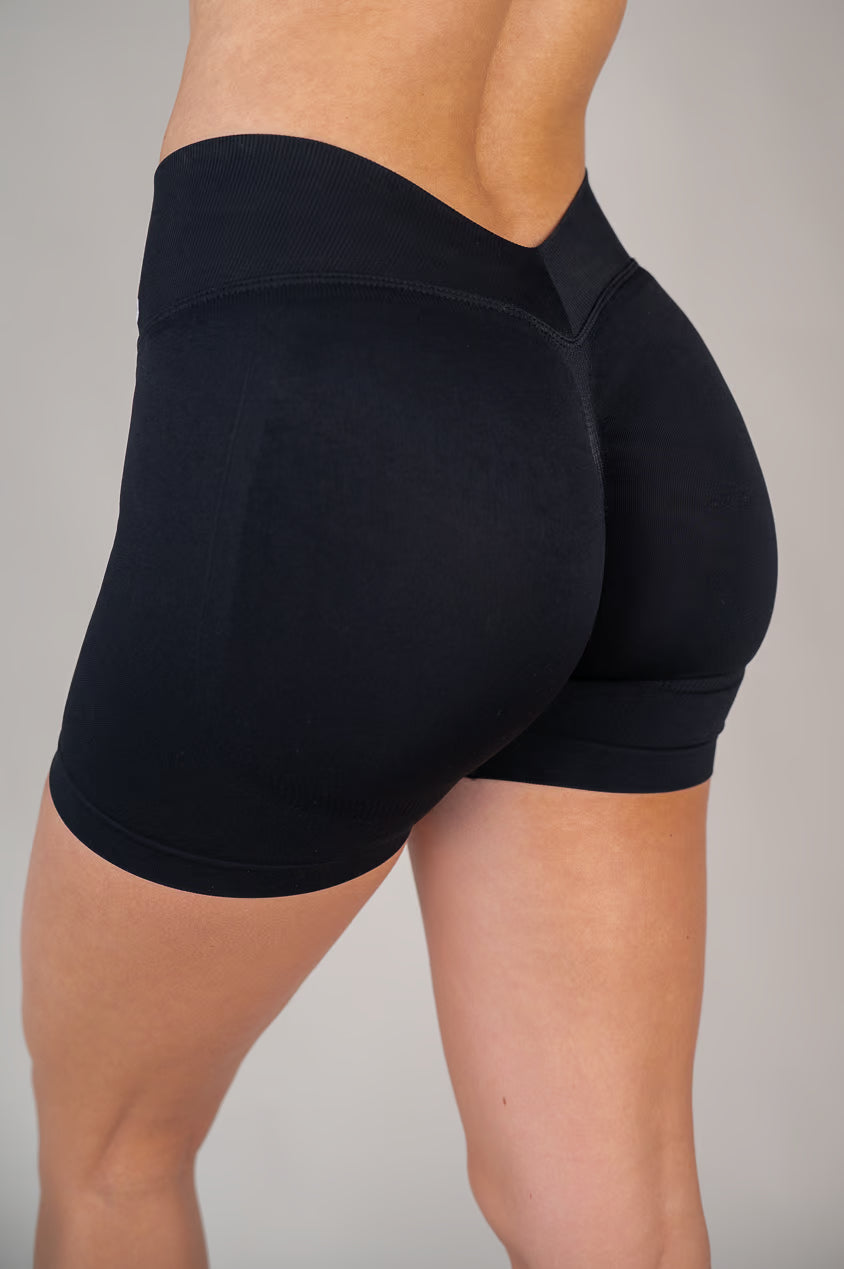 Black Bum Shorts, close back view