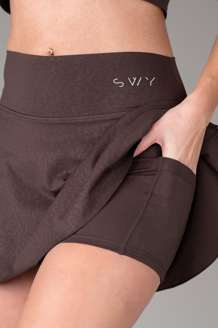 Brown Leopard Skirt pocket detail