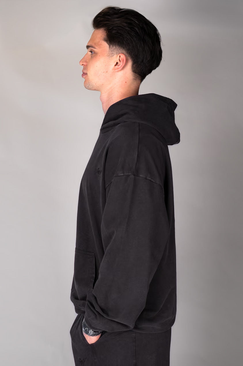 Washed Black Hoodie side view