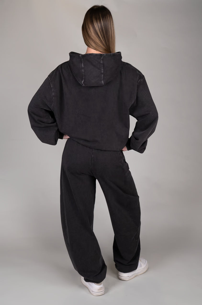 Washed Black Hoodie outfit back view