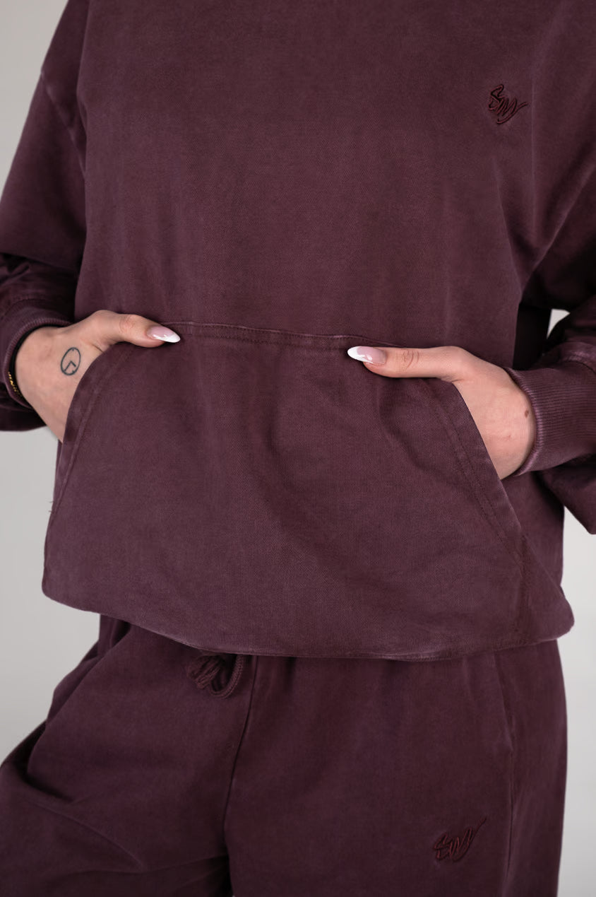 Washed Velvet Hoodie pocket detail